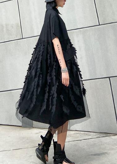 Black Reversed Tulle Cotton Dress