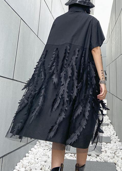 Black Reversed Tulle Cotton Dress