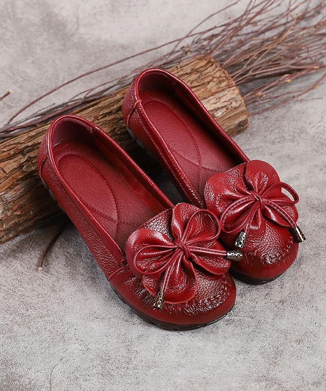 Black Bow Flat Shoes Made of Genuine Leather Handmade Flat Shoes