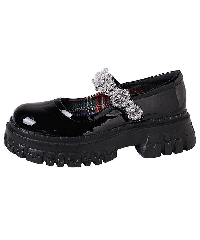 Black Flat Shoes with Buckle Strap Platform Flat Shoes