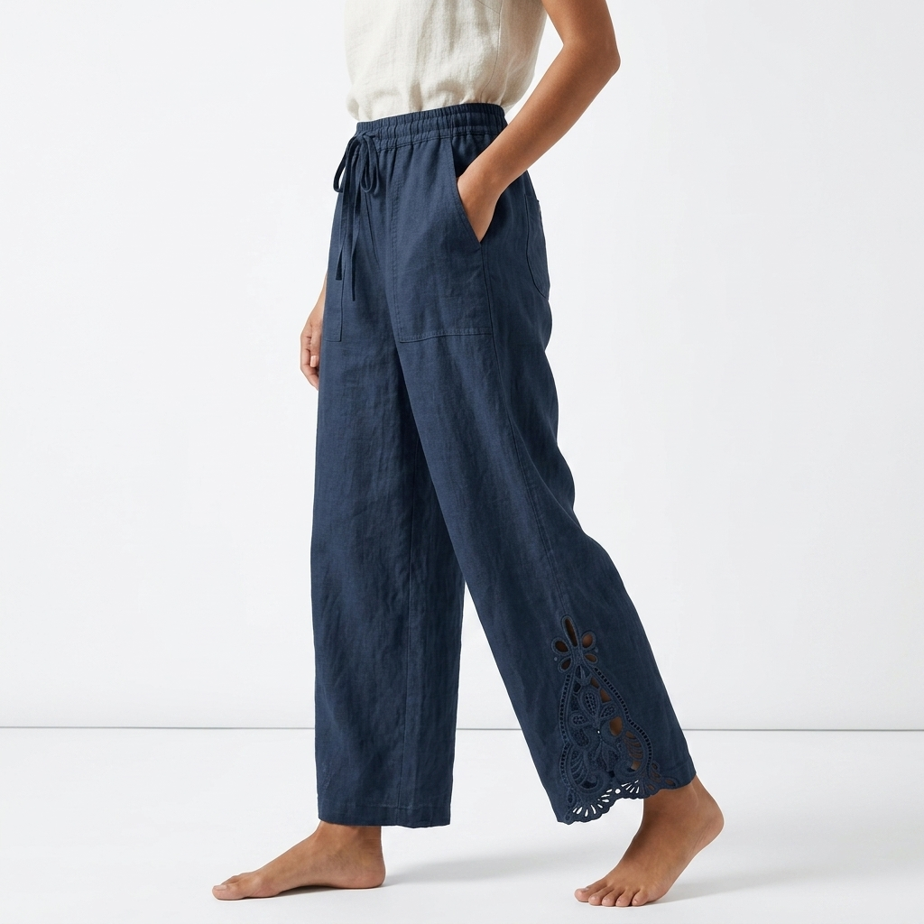 Perrine | Wide Cropped Lace Hem Pants