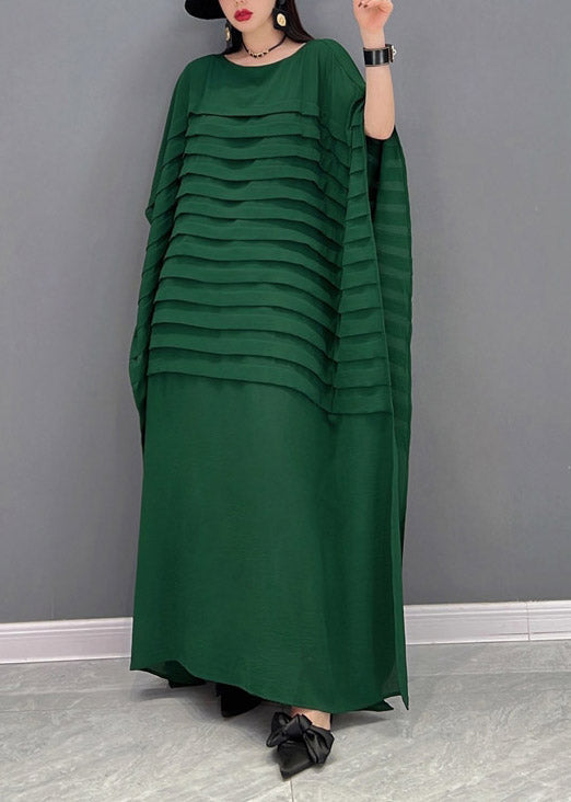 Green Striped Batwing Chiffon Dress