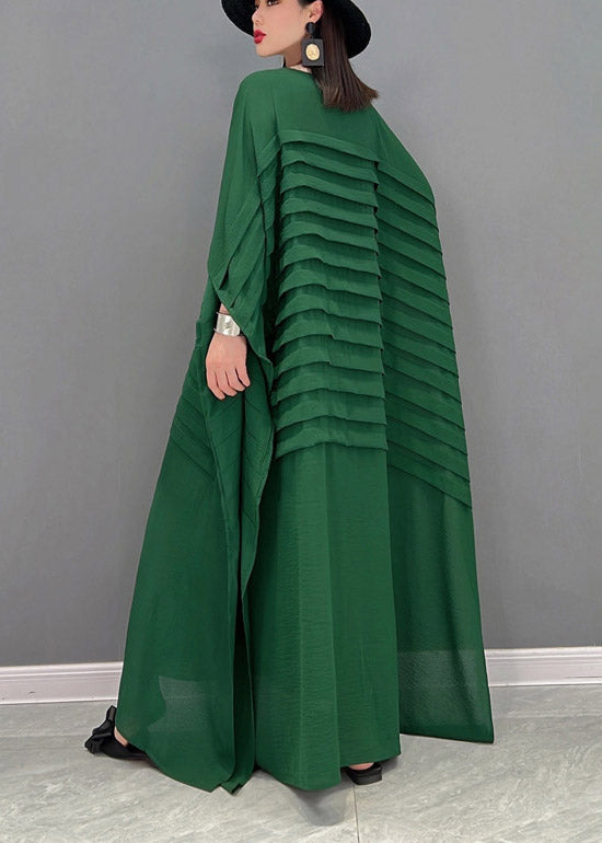 Green Striped Batwing Chiffon Dress