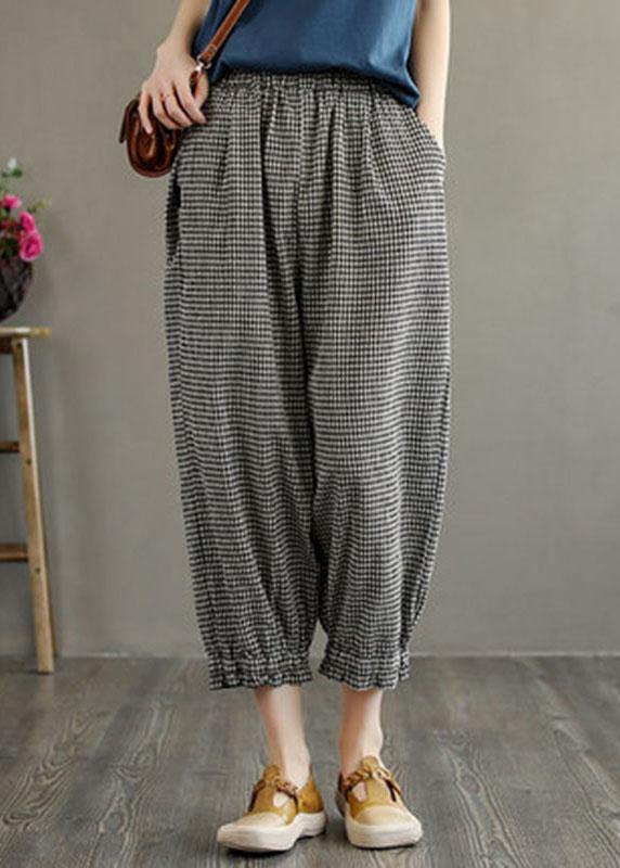 Bohemian Plaid Taschen Sommer Leinenhose