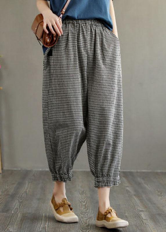 Bohemian Plaid Taschen Sommer Leinenhose