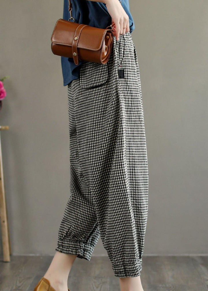 Bohemian Plaid Taschen Sommer Leinenhose