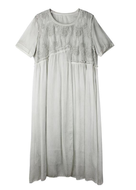 Boho Beige Print Chiffon Asymmetrical Design Summer Maxi Dresses