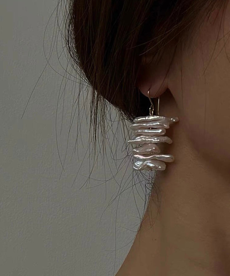 White 14K Gold Irregular Pearl Drops