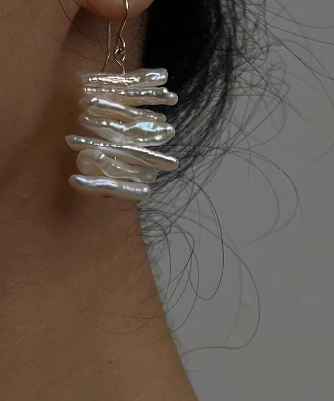 White 14K Gold Irregular Pearl Drops