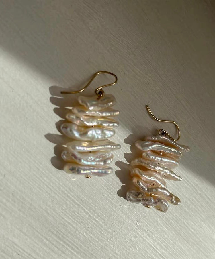 White 14K Gold Irregular Pearl Drops