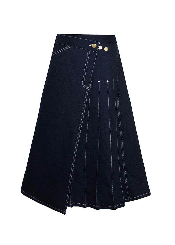 Boho Blue Asymmetrical Zip Denim Skirt