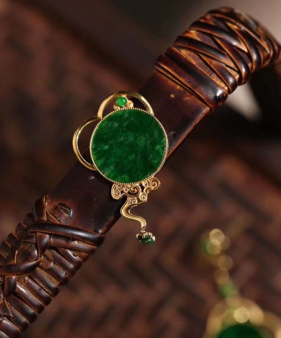 Green Jade 14K Gold Drop Earrings