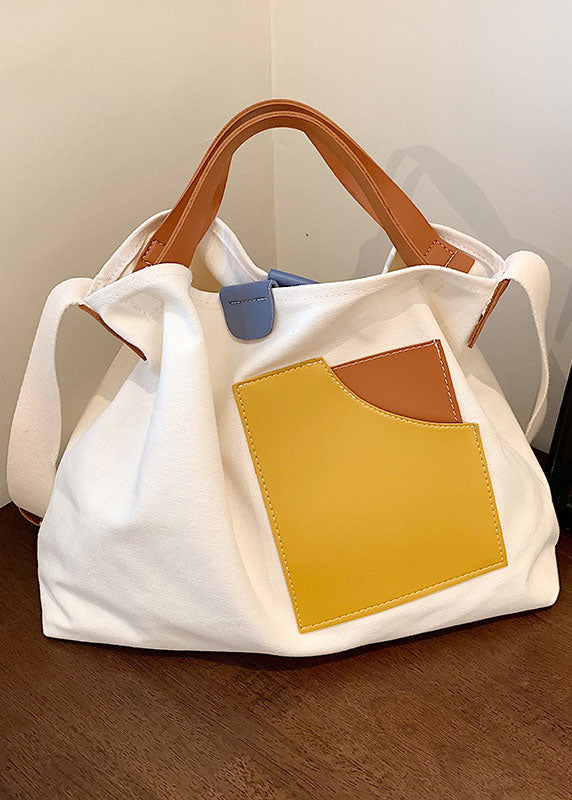 Boutique Handtasche aus weißem Patchwork-Leinen