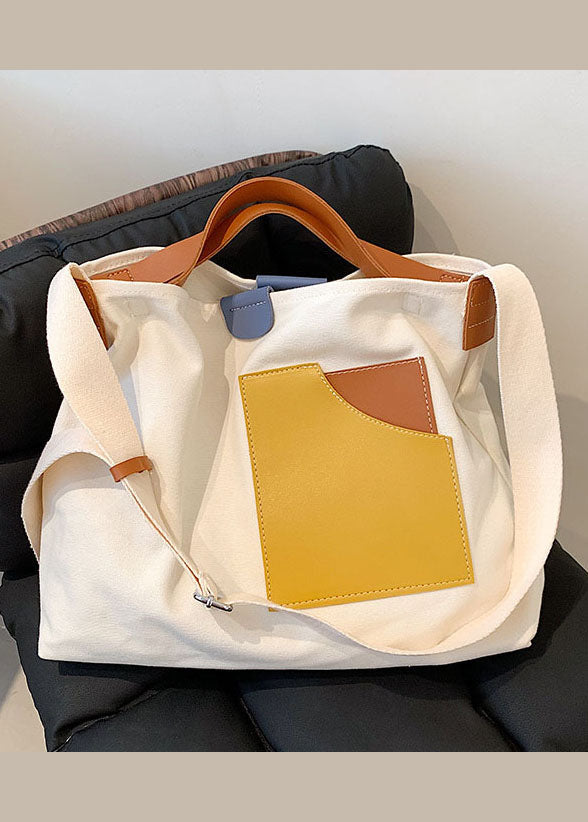 Boutique Handtasche aus weißem Patchwork-Leinen