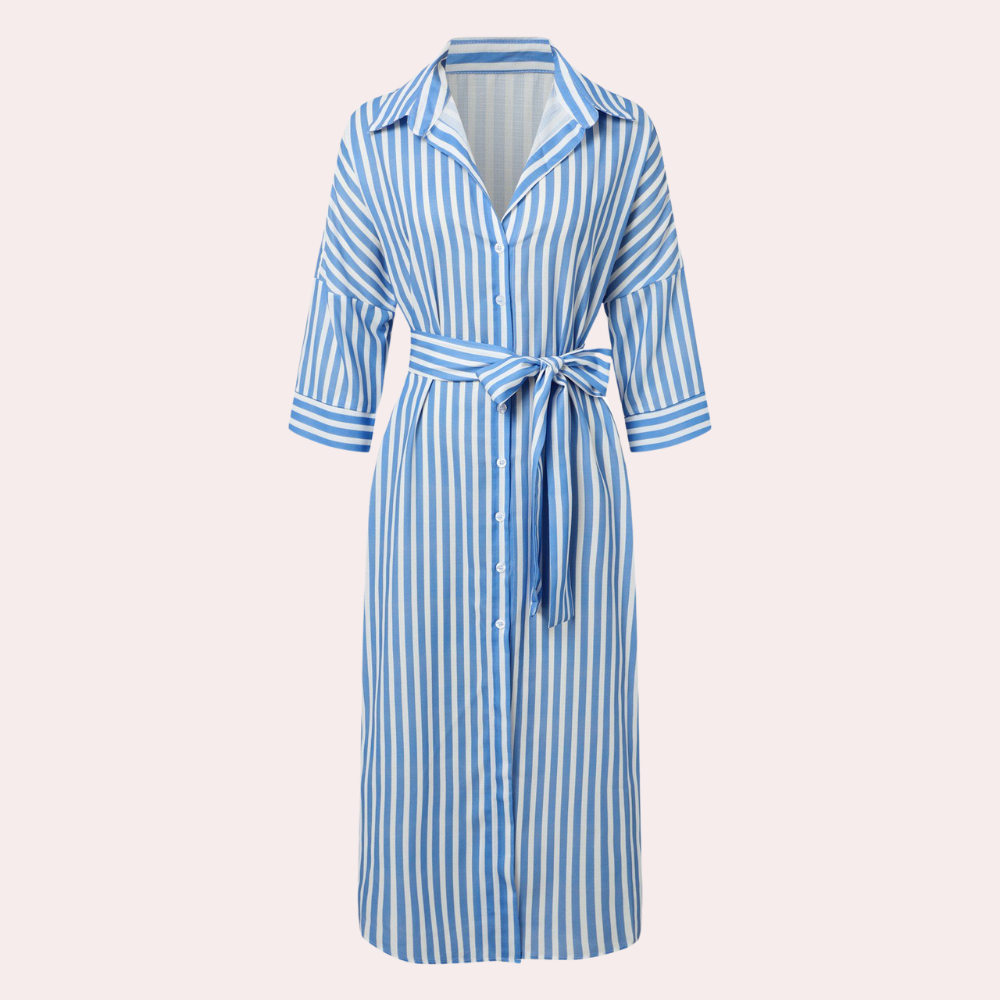 Noa Striped Midi Shirt Dress