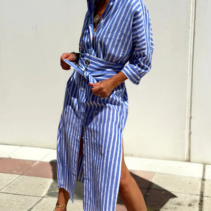 Noa Striped Midi Shirt Dress