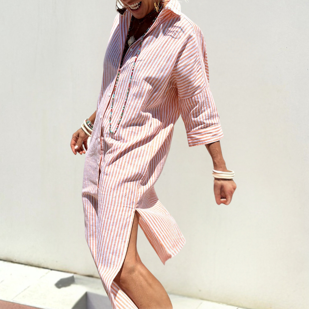 Noa Striped Midi Shirt Dress