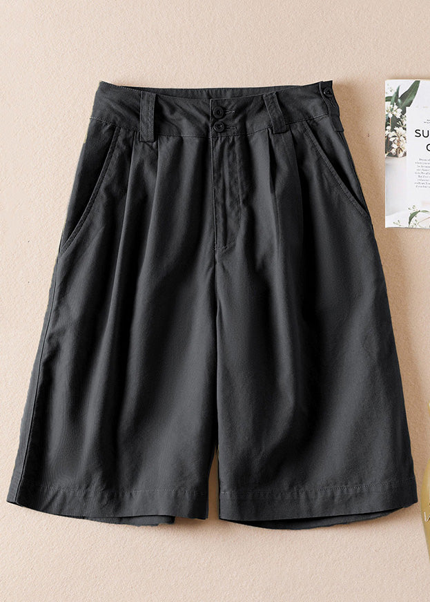 Army Green High Waist Cotton Shorts