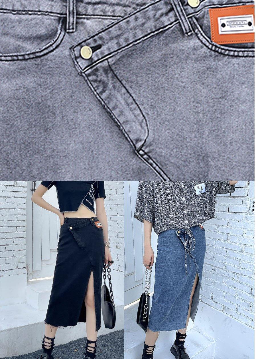 Black High Waist Casual Denim Skirt