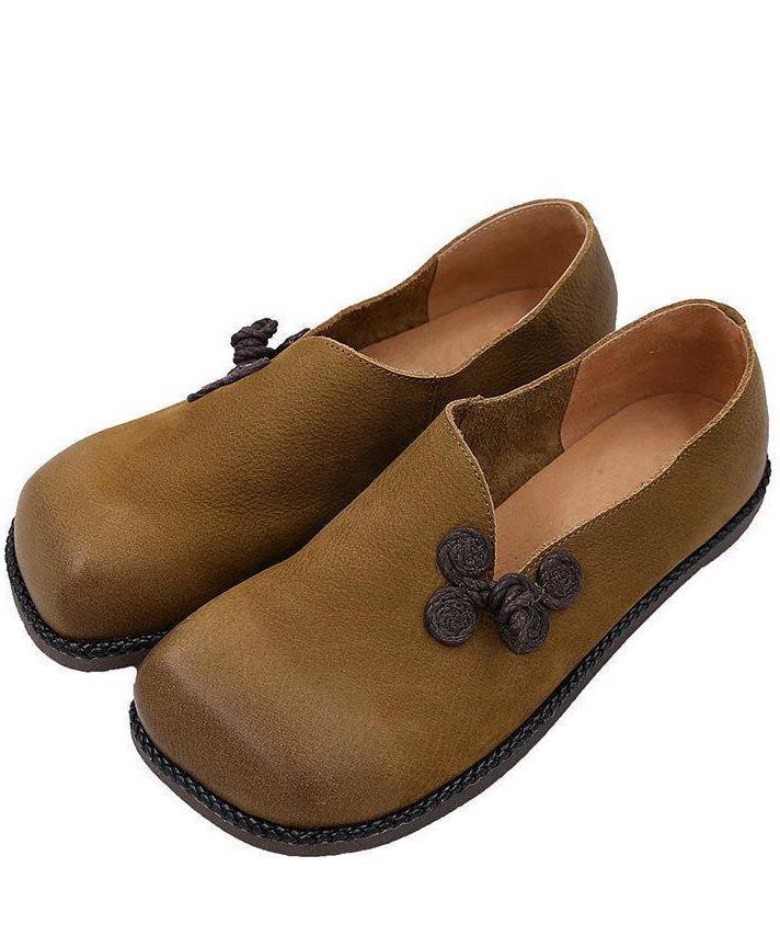 Casual Flat Shoes Yellow Faux Leather Loafers
