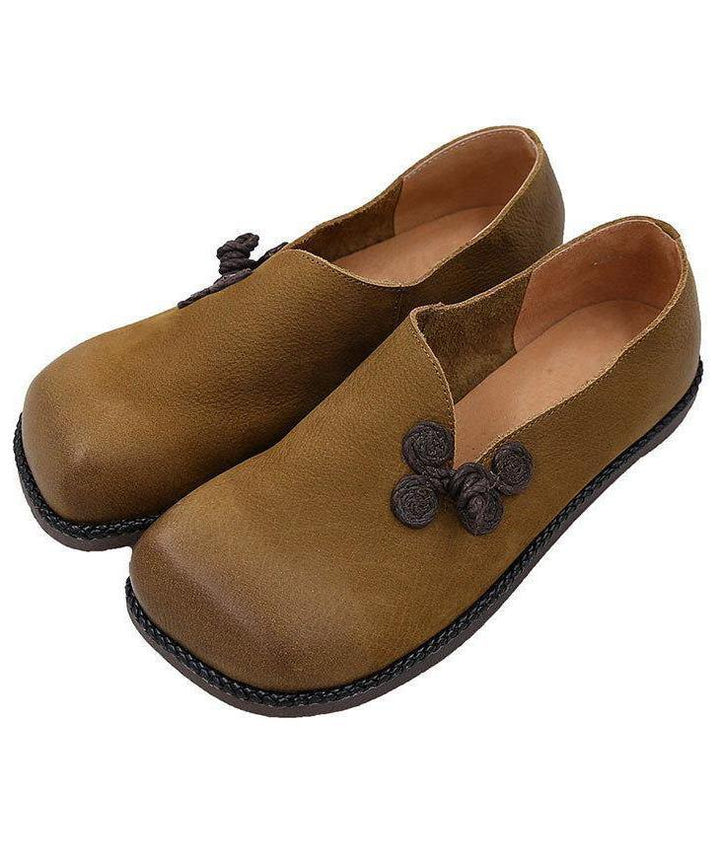Casual Flat Shoes Yellow Faux Leather Loafers