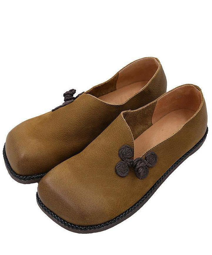 Casual Flat Shoes Yellow Faux Leather Loafers