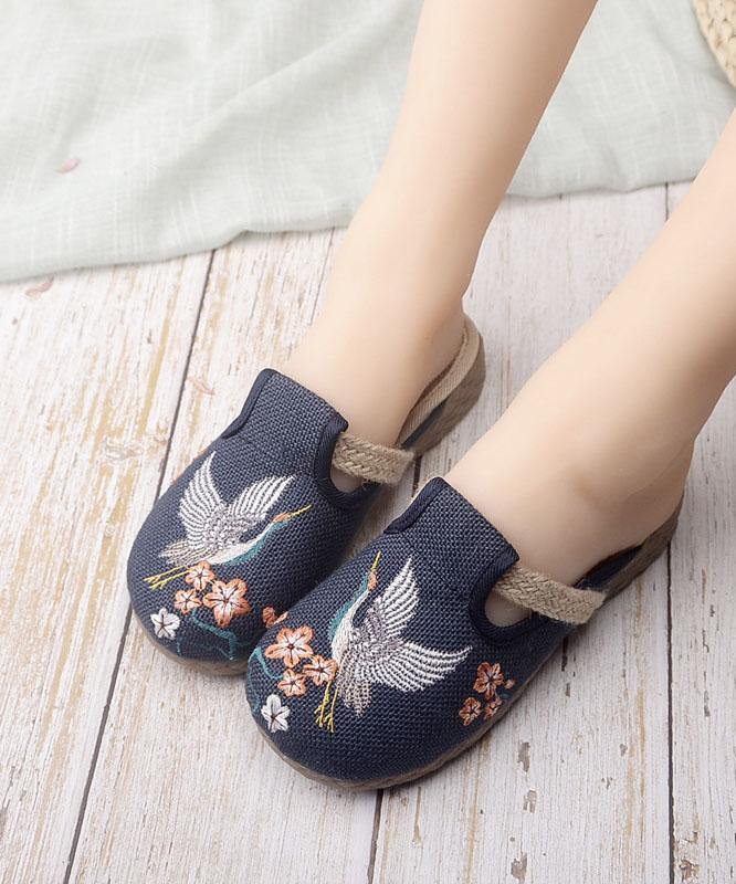Casual Embroidered Linen Shoes in Khaki
