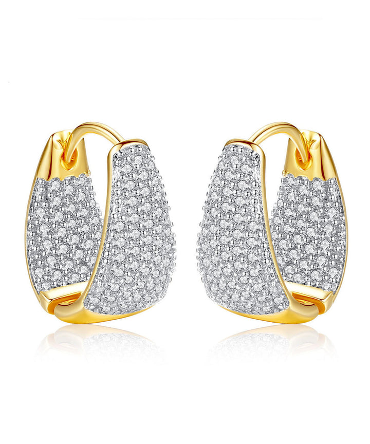 Zircon 14K Gold Hoop Earrings