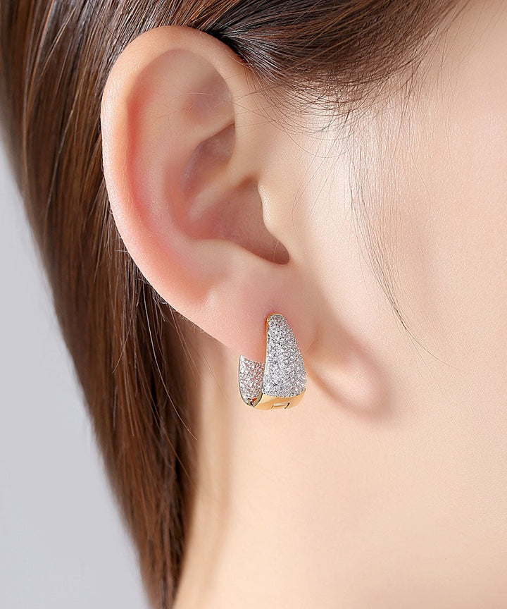 Zircon 14K Gold Hoop Earrings