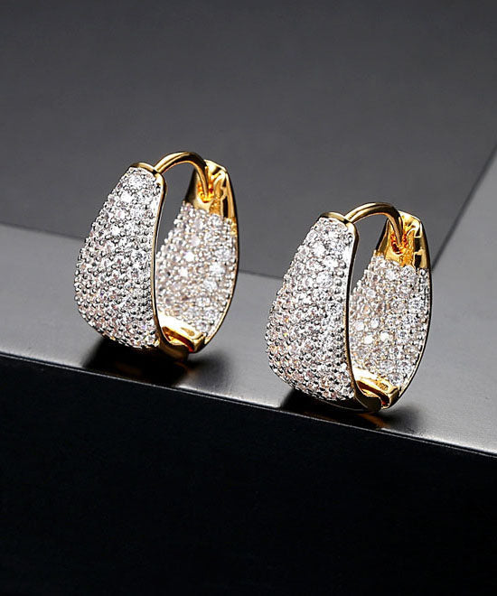 Zircon 14K Gold Hoop Earrings