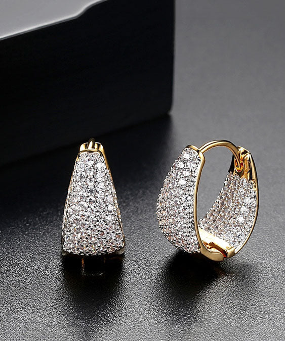 Zircon 14K Gold Hoop Earrings