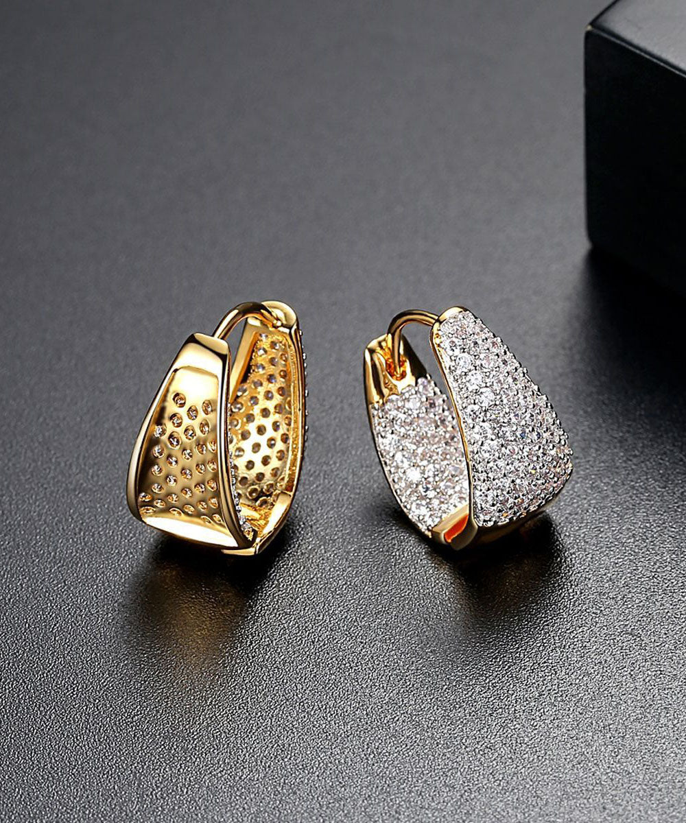 Zircon 14K Gold Hoop Earrings
