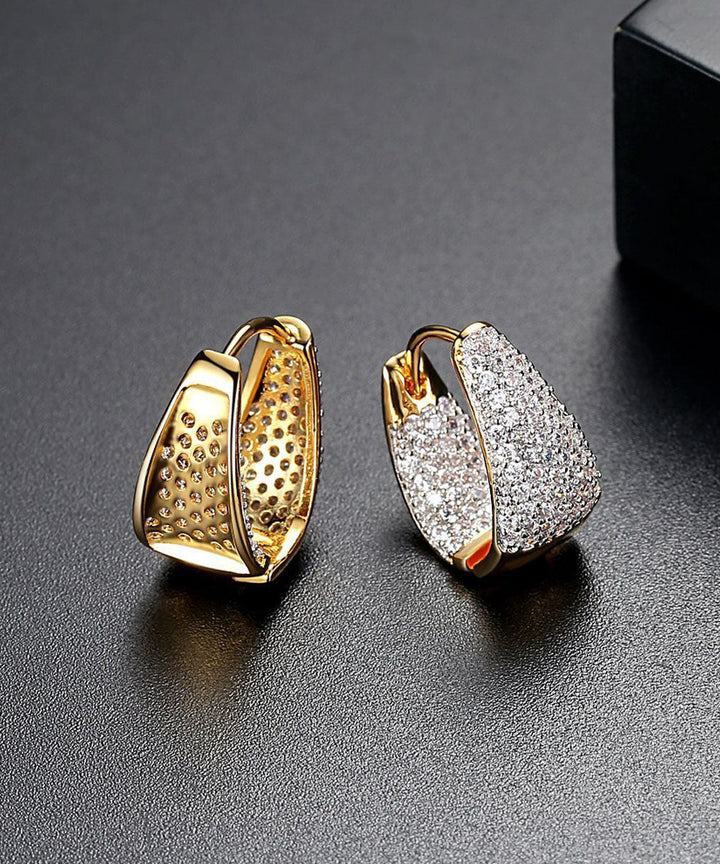 Zircon 14K Gold Hoop Earrings