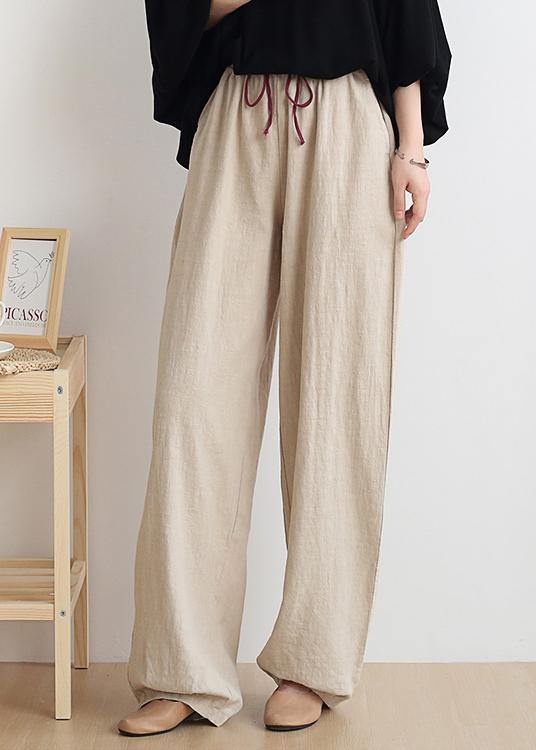 Nude High Waist Linen Carrot Pants