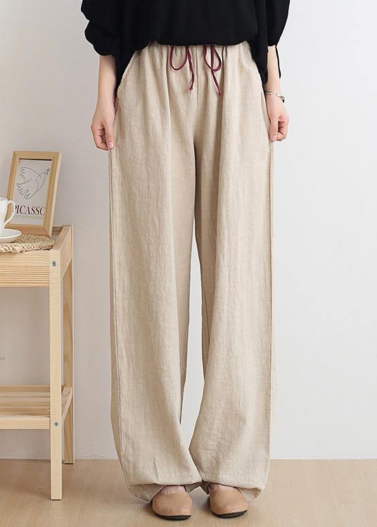 Nude High Waist Linen Carrot Pants