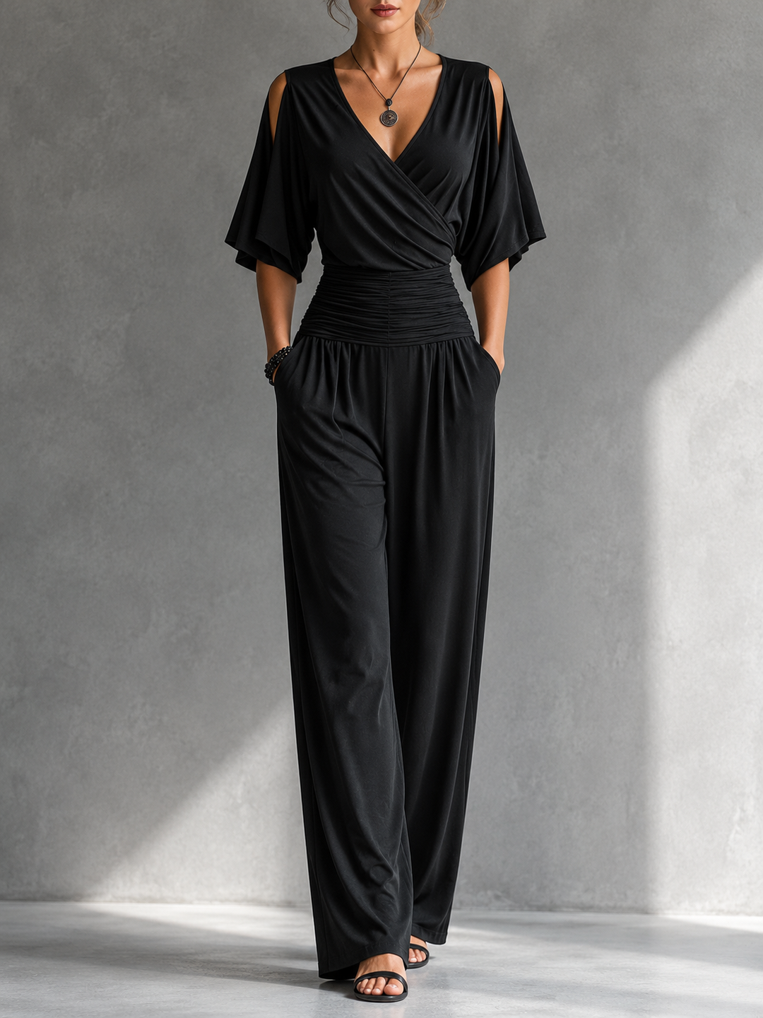 Alia | Elegant Jumpsuit with Wrap Look and Wide Leg