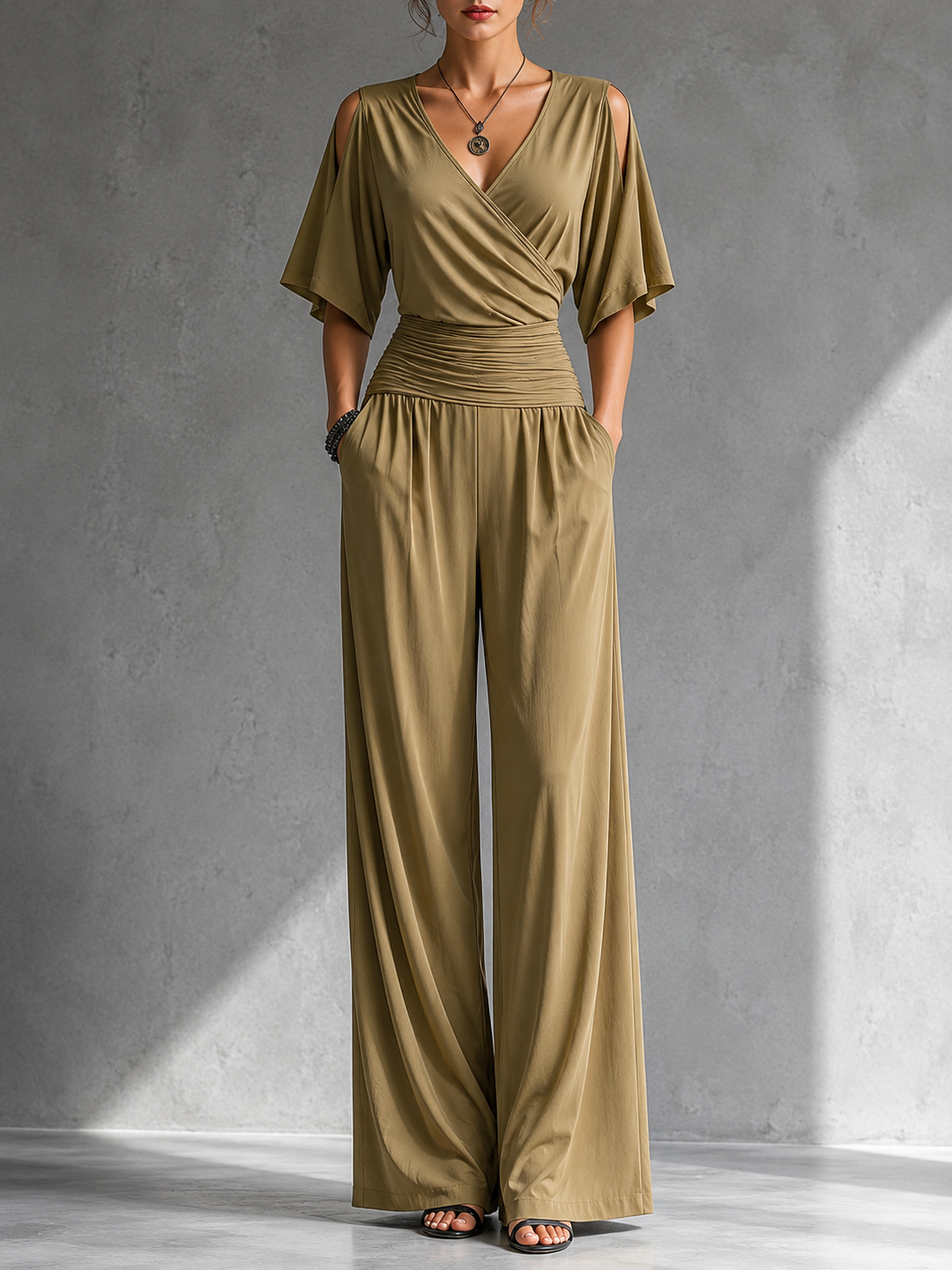 Alia | Elegant Jumpsuit with Wrap Look and Wide Leg