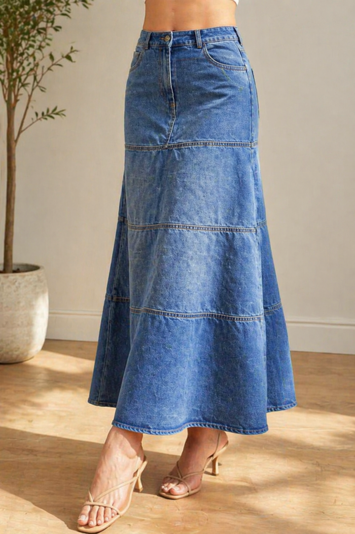 Maria | Mid-Length Denim Skirt