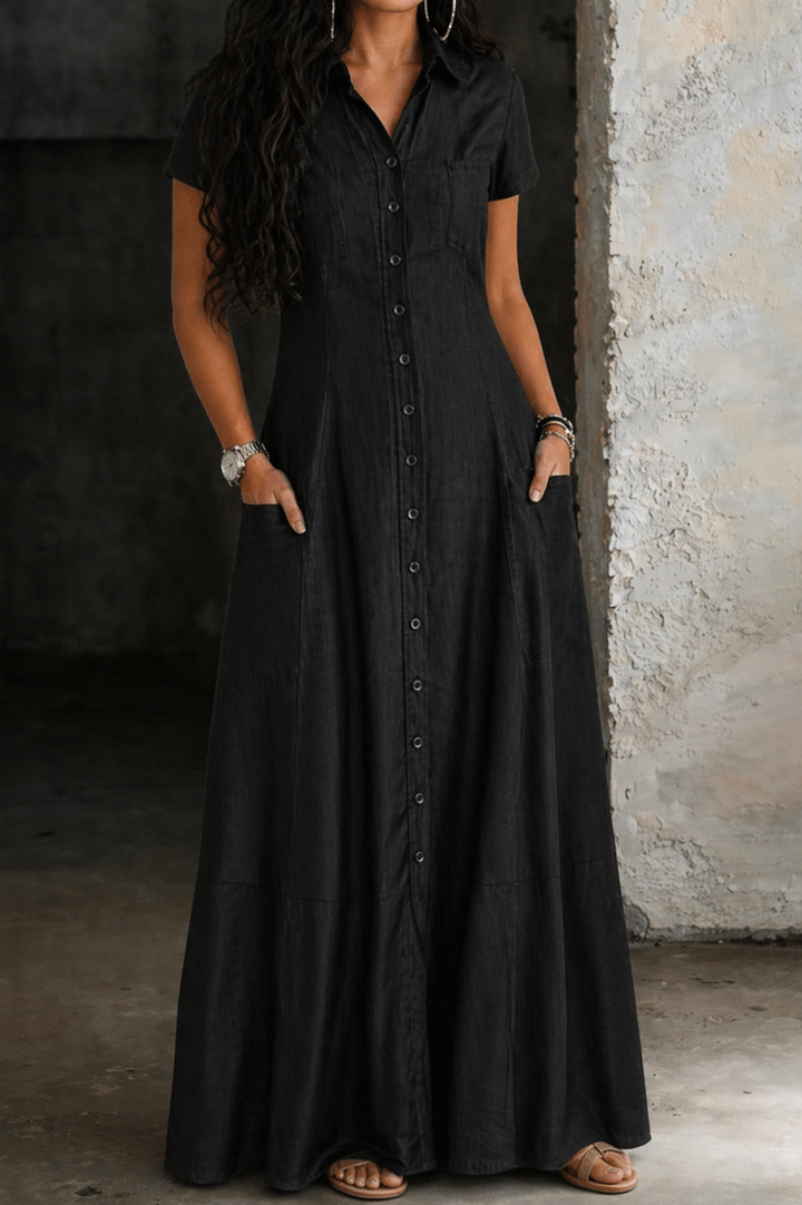 Hera | Elegant Long Denim Dress