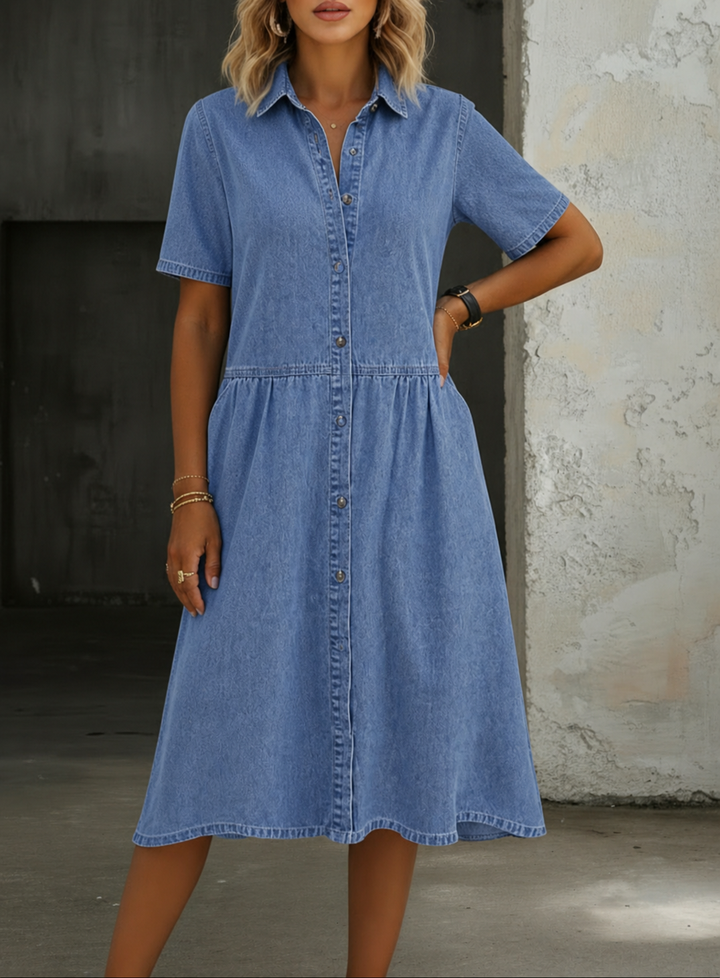 Carolina | Short Sleeve Denim Dress