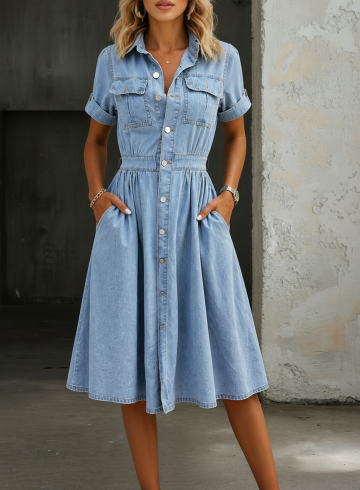 Debora | Short Sleeve Denim Dress