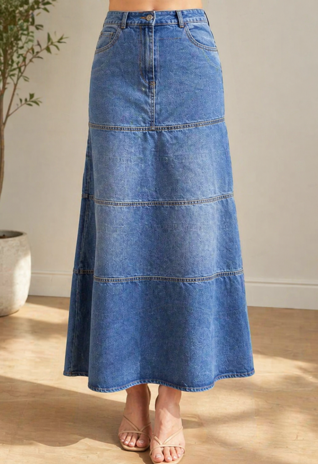 Maria | Mid-Length Denim Skirt