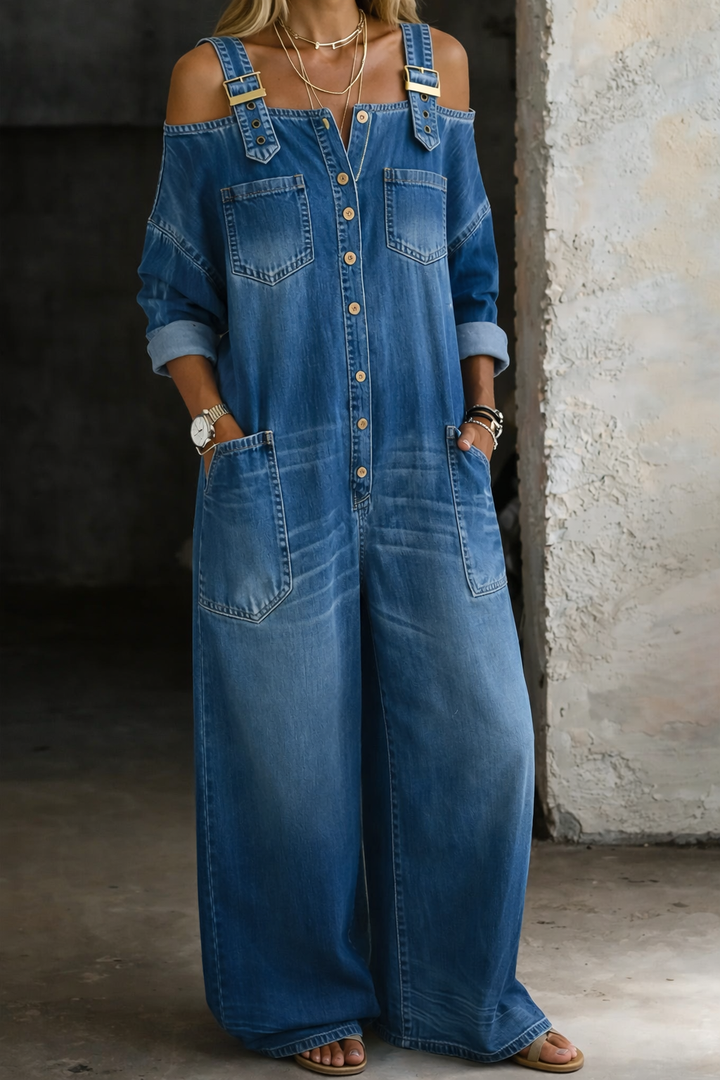Sofia | Off-Shoulder Denim Jumpsuit