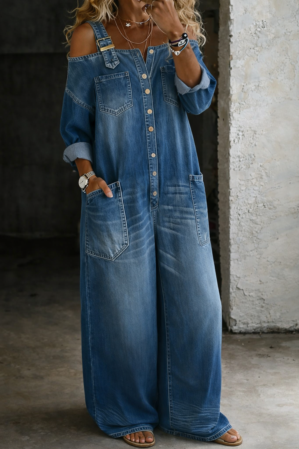 Sofia | Off-Shoulder Denim Jumpsuit