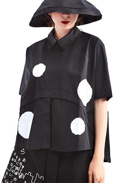 Stylish Short Sleeve Cotton Shirts with Black Dots