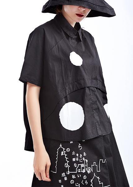 Stylish Short Sleeve Cotton Shirts with Black Dots