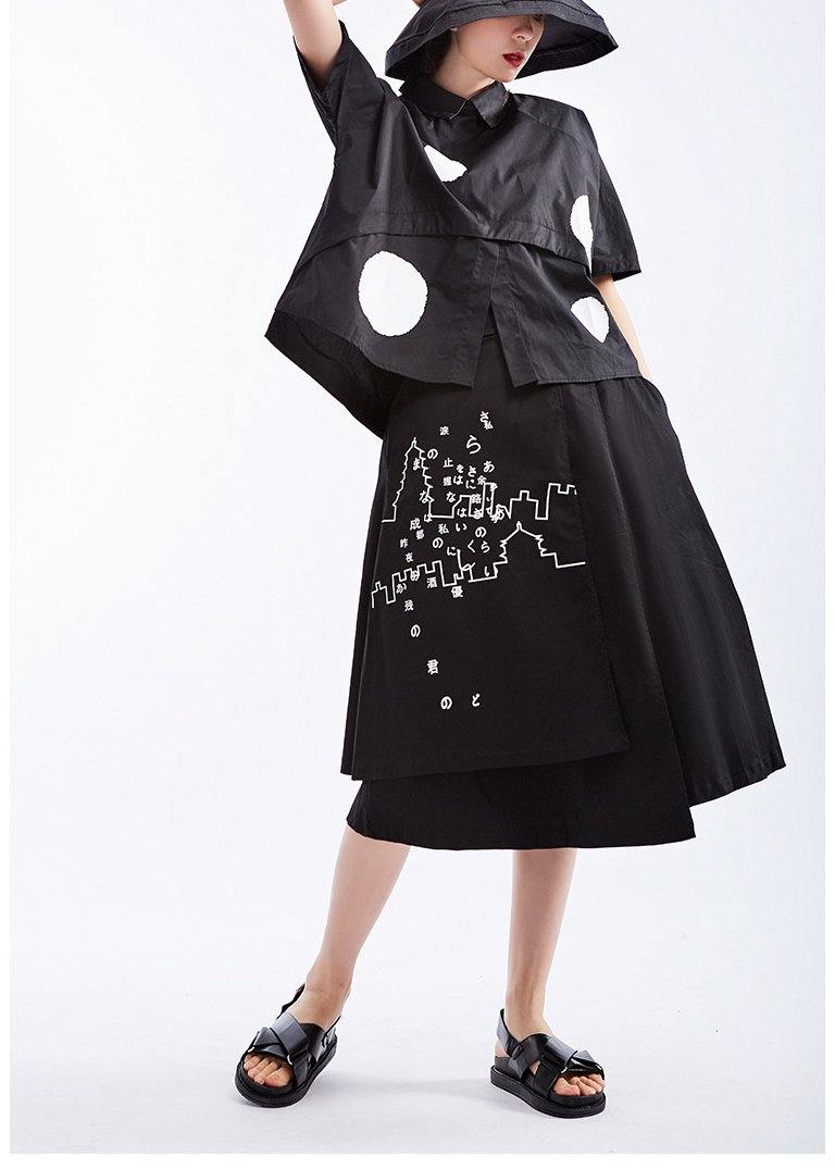 Stylish Short Sleeve Cotton Shirts with Black Dots