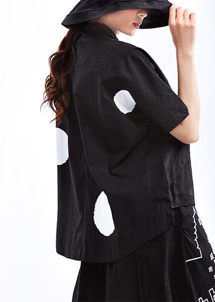 Stylish Short Sleeve Cotton Shirts with Black Dots