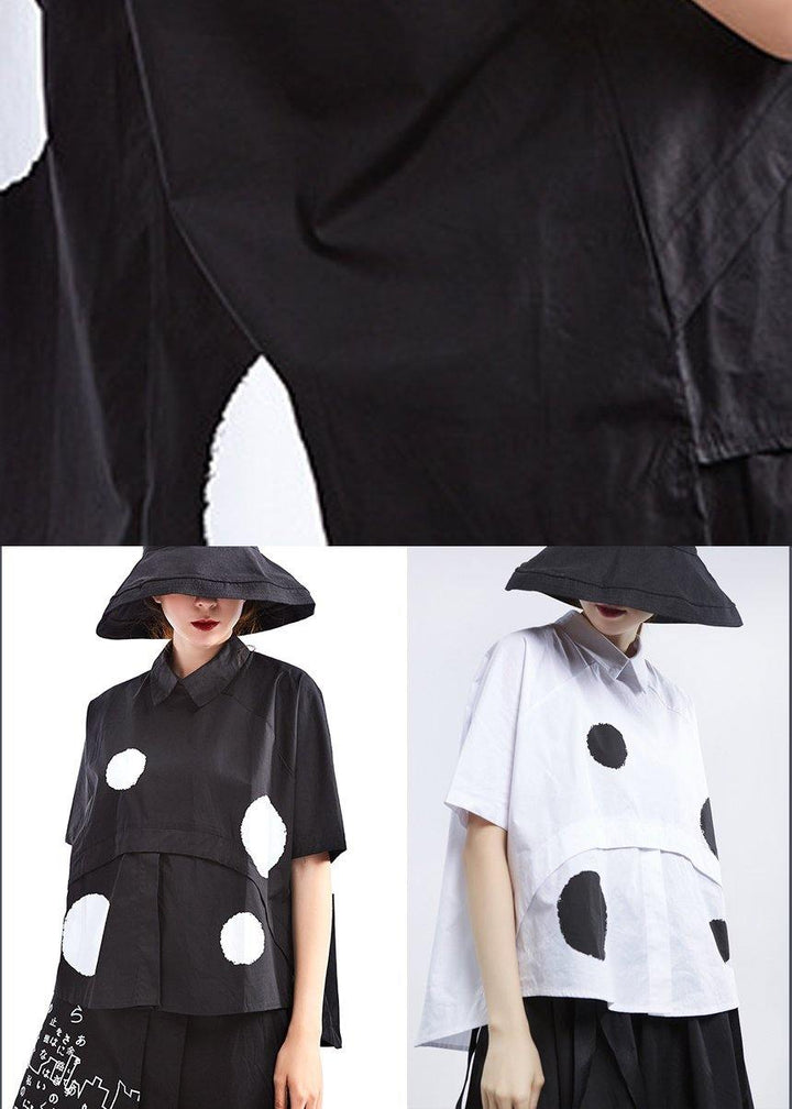 Stylish Short Sleeve Cotton Shirts with Black Dots
