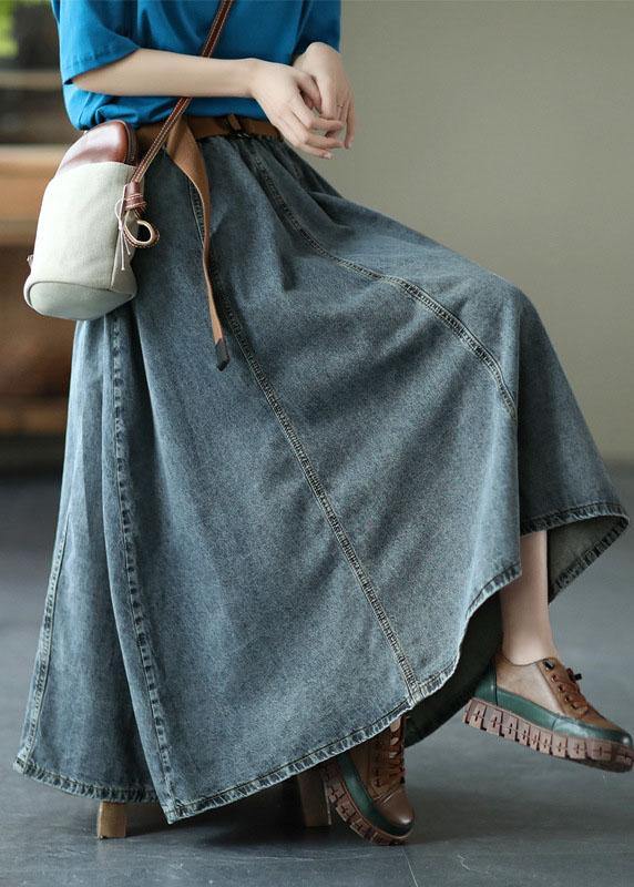 Blue Retro Patchwork A-Line Skirt